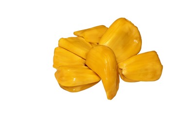 Ripe Jackfruit isolated on white background. Sweet & sour tropical fruit.