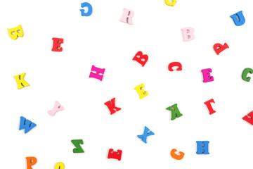 Multicolored letters isolated on a white background.