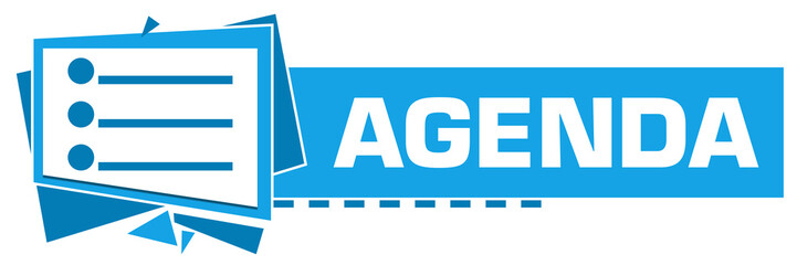 Agenda Blue Squares Triangles Text Horizontal 