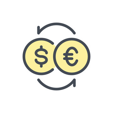Money exchange color line icon. currency conversion and convertation vector outline colorful sign.