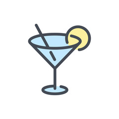Сocktail color line icon. Bar vector outline colorful sign.