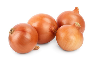 yellow onion isolated on white background close up