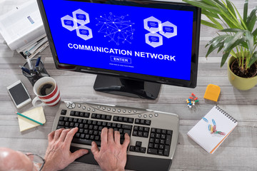 Communication network concept on a computer