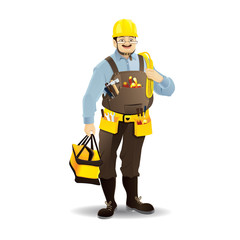 Cartoon illustration of a construction worker