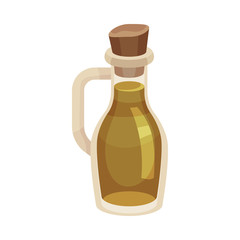 Glass Bottle of Olive Oil, Organic Healthy Food, Culinary Ingredient Vector Illustration