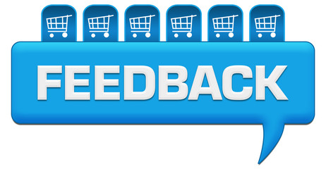 Feedback Blue Comment With Shopping Carts On Top 