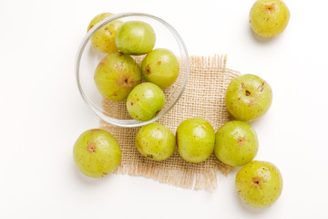 Fresh Indian gooseberry in glass bowl 