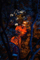 China Beijing Peking - City lantern lighting thru tree