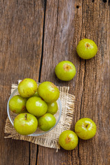 Fresh Indian gooseberry in glass bowl 