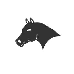 Vector image of an horse black and white. design style. animal. art. symbol. logo. Illustrator. on white background.