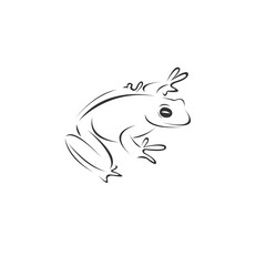 Vector image of an Frog black and white. design style. animal. art. symbol. logo. Illustrator. on white background