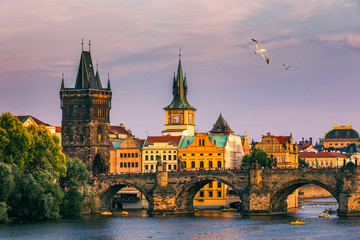 Charles Bridge, Old Town and Old Town Tower of Charles Bridge, Prague, Czech Republic. Prague old...
