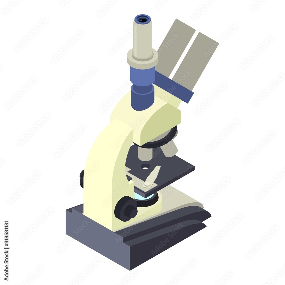 Poster microscope icon. isometric of microscope vector icon for web design isolated on white background
