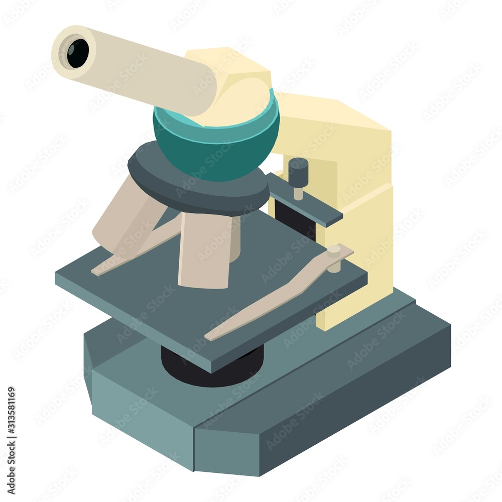 Poster science microscope icon. isometric of science microscope vector icon for web design isolated on whit