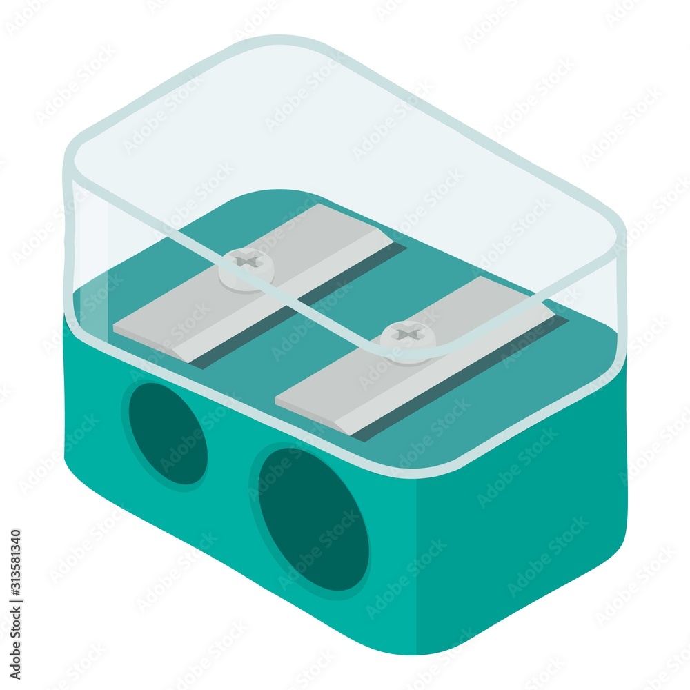 Poster transparent sharpener icon. isometric of transparent sharpener vector icon for web design isolated o