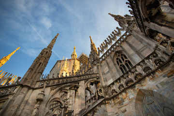 Fototapeta na wymiar Architectural detail of the Milan Cathedral - Duomo di Milano, Italy