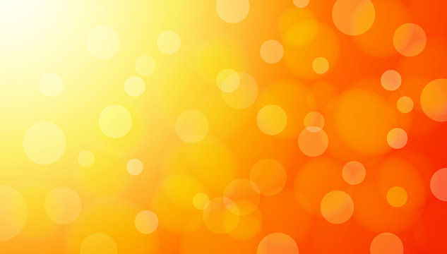 Orange light abstract blurred bokeh background. Soft Shine color decoration texture wallpaper.  Vector illustration image. Colorful Sun sky eco nature snow sparkling backdrop.