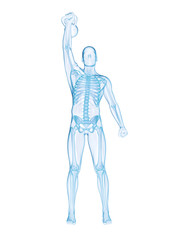 3d rendered illustration of a man doing a kettlebell workout