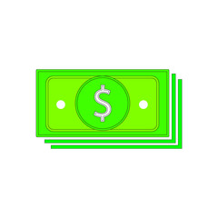 Money dollar green banknotes vector. Bill  currency finance illustration. Vector isolated on white background. 
