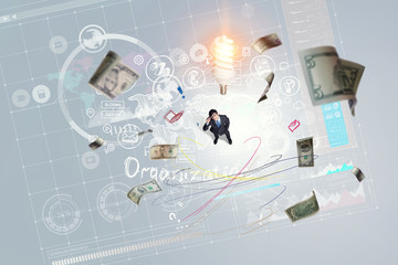 Bright idea for success . Mixed media