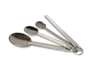 measuring spoon on a white background,with clipping path,It is important scoops of cooking. The performance and precision It is crucial for chefs
