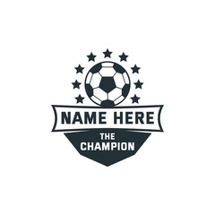 Obraz premium soccer ball emblem badge name tag theme vector design for print on sticker, vinyl, decal, mug and t shirt