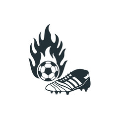 soccer shoes and ball on fire vector design for print on sticker, vinyl, decal, mug and t shirt