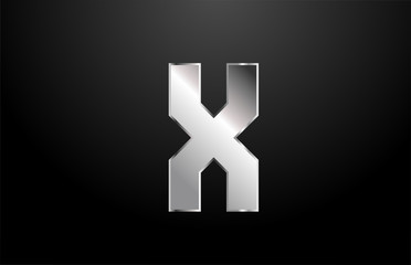 Obraz premium silver metal alphabet letter X logo icon design template