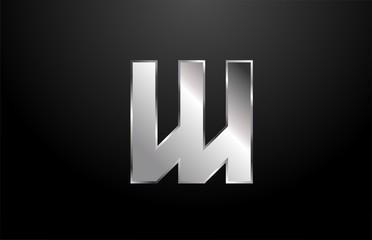 silver metal alphabet letter W logo icon design template