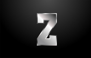 silver metal alphabet letter Z logo icon design template