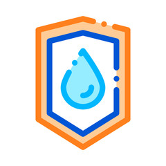 Waterproof Material Guard Vector Thin Line Icon. Waterproof Material Drop Water On Shield Sign, Industrial Use Linear Pictogram. Clothes, Moisture Absorbing Substance Illustration