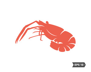 Shrimp logo design Vector. Isolated shrimp on white background. Prawns. Vector illustration.