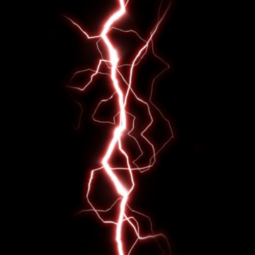 Red Lightning Strike On Black Background