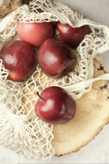 apple string bag still-life red fruit