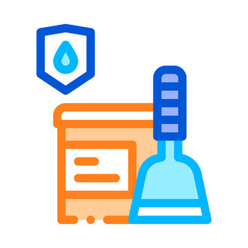 recommend clip art: Waterproof Material Cement Vector Thin Line Icon. Waterproof Material Pail Bucket Coating And Pallet, Industrial Use Linear Pictogram. Clothes, Moisture Absorbing Substance Illustration