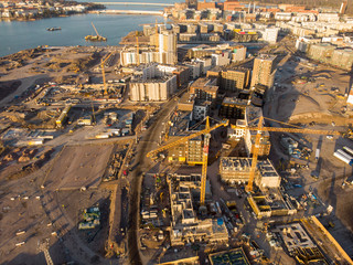 aerial view of city construction site