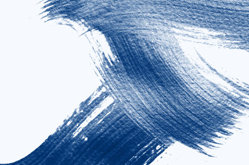 Abstract stroke with acrylic paint brush. Classic blue toning trend 2020 year color