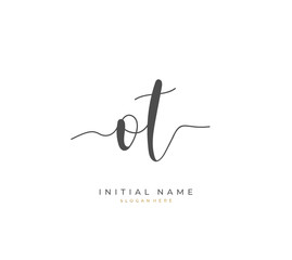 Handwritten initial letter O T OT for identity and logo. Vector logo template with handwriting and signature style.