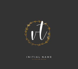 Handwritten initial letter I T IT for identity and logo. Vector logo template with handwriting and signature style.