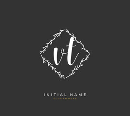 Handwritten initial letter I T IT for identity and logo. Vector logo template with handwriting and signature style.