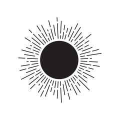 Sun with line rays. Radial sunburst. Vector illustration. 
