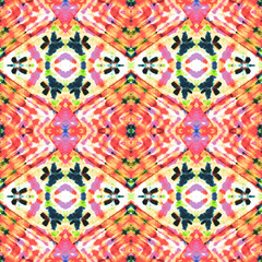 Tie Dye Shibori. Mexican Motif. Yellow Watercolor Flooring. Seamless Boho. Green Tie Dye Shibori. Rainbow Persian Carpet. Pink Bohemian Fashion. Watercolor Tile.