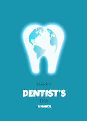 World Oral Health Day. Creative design. Healthy lifestyle. Medical care. Template for poster, banner, advertisement. Glowing tooth Vector