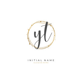 Handwritten initial letter Y T YT for identity and logo. Vector logo template with handwriting and signature style.