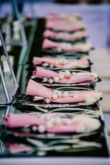 Elegantly decorated wedding table set