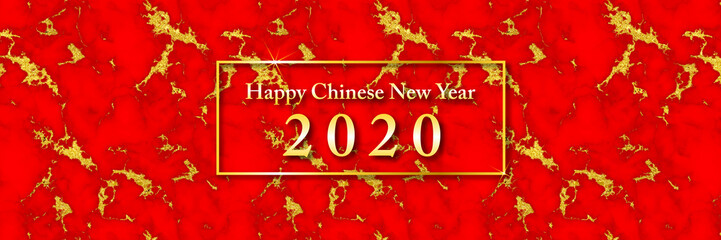 Chinese New Year 2020 with red and gold texture background