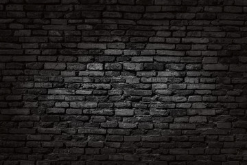 Black brick walls that are not plastered background and texture. The texture of the brick is black. Background of empty brick basement wall.