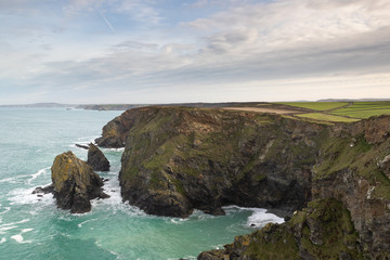 landscape showing rocks at Hell's Mouth near Hayle, Cornwall