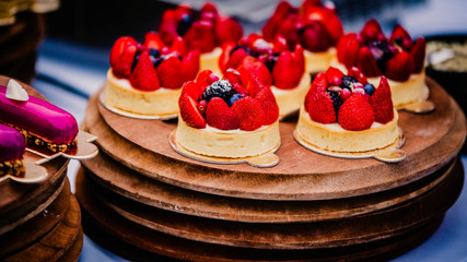 Delicious sweet cake on market