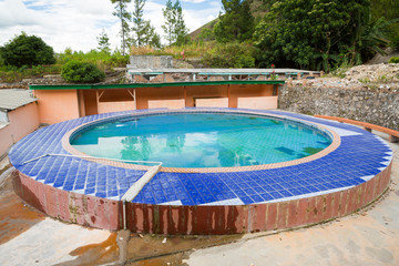 Beautiful view of the Hot springs at the tropical tourist destination Lake Toba, on the island Samosir, Sumatra, Indonesia